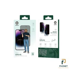 گلس آیفون سری 15promax گرین لاین مدل 9H Steve